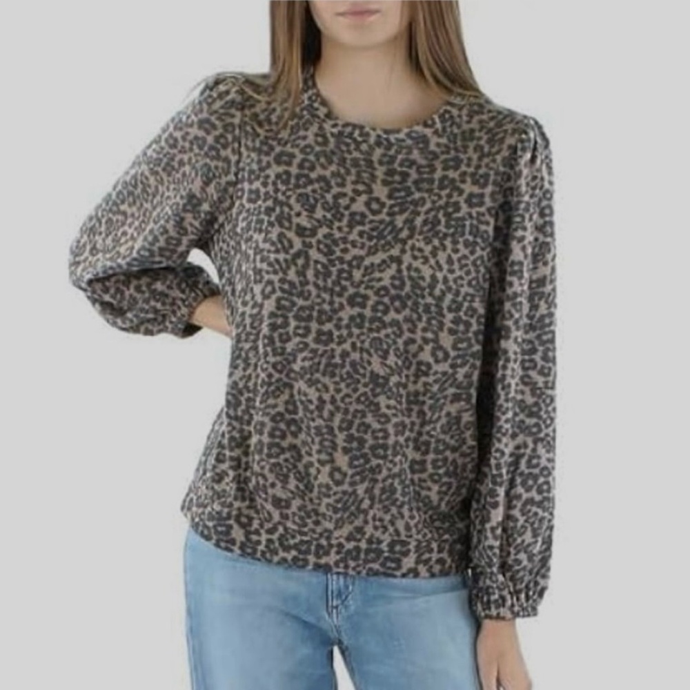 NWT Riley & Rae XS Long Sleeve Brushed Waffle Cheetah Animal Soft Cozy Chic